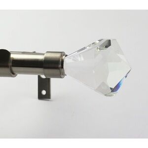 AMAZON Three Curtain Rods Adjustable w/ Crystal Finials, Pewter. Three Pc Set.